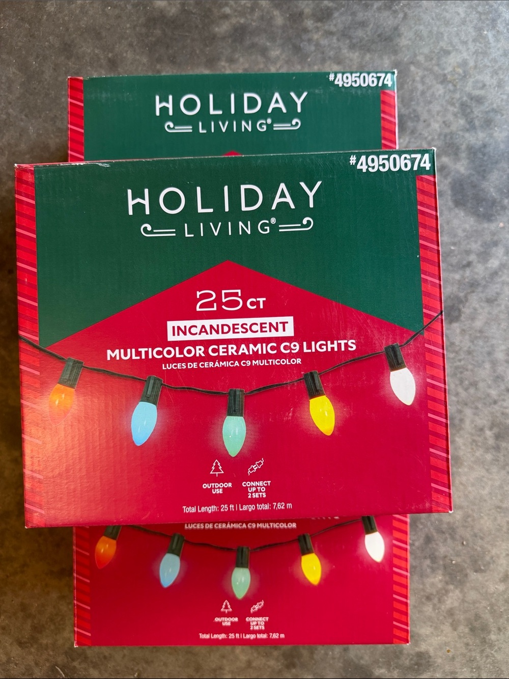NWT 3 Boxes Multicolor Ceramic C9 Incandescent Holiday Lights - 25ct